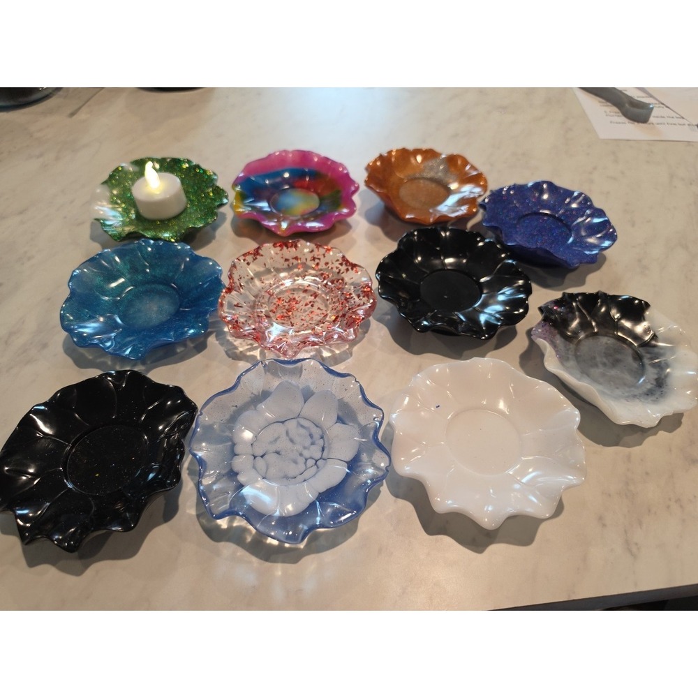 Handmade Resin Decorative Small Plate Great For Tea Lights And Trinkets Multi